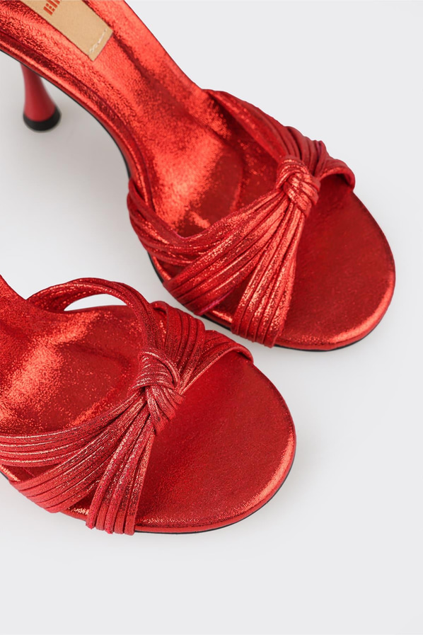 Kırmızı topuklu kadın sandalet - Elle Shoes