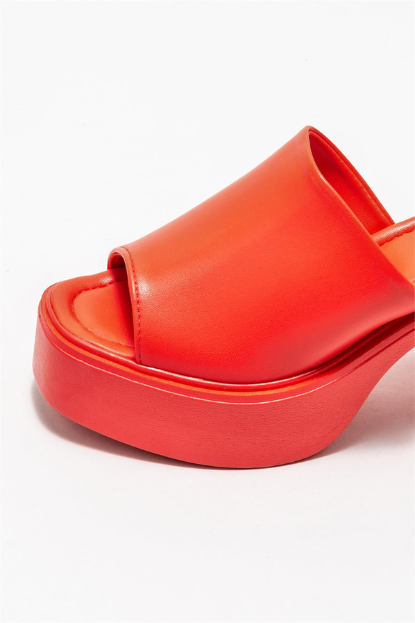 Kırmızı topuklu kadın terlik - Elle Shoes