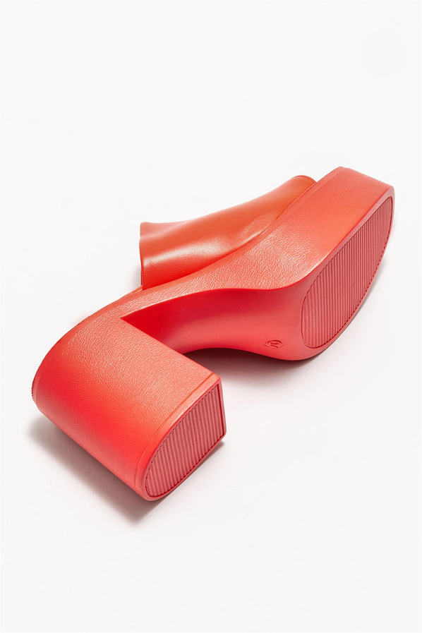 Kırmızı topuklu kadın terlik - Elle Shoes