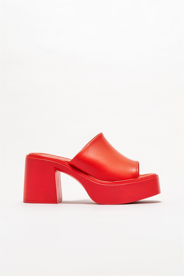 Kırmızı topuklu kadın terlik - Elle Shoes