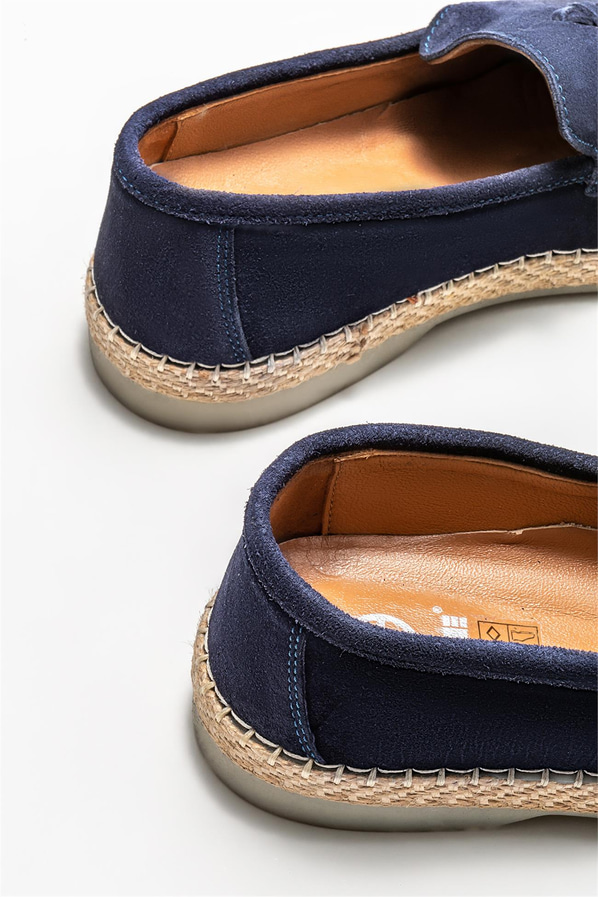 Lacivert deri erkek espadril - Elle Shoes