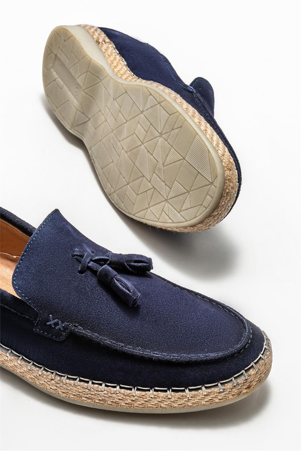 Lacivert deri erkek espadril - Elle Shoes