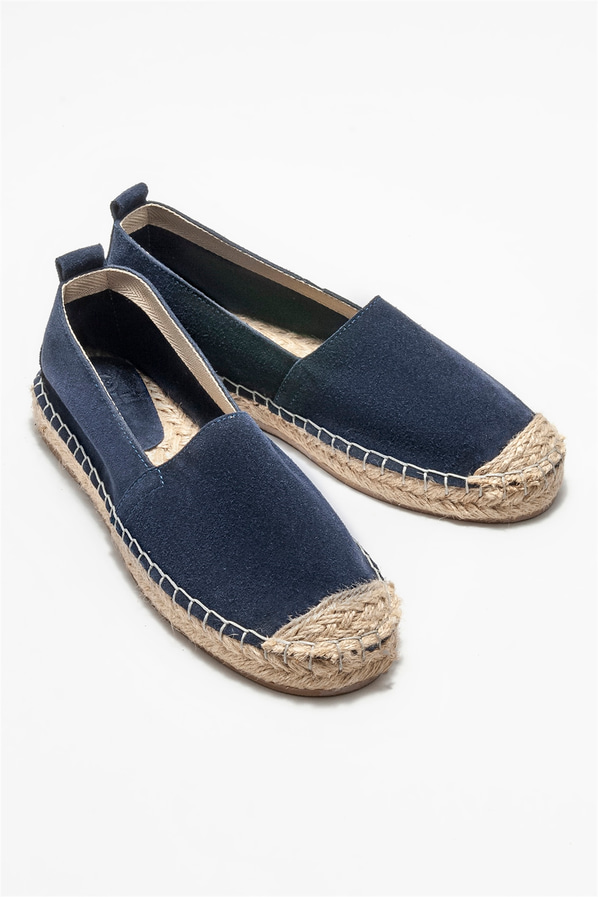 Lacivert deri erkek espadril - Elle Shoes