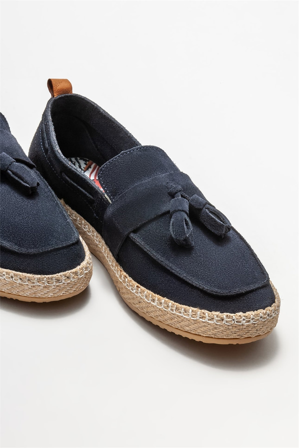 Lacivert Deri Erkek Espadril