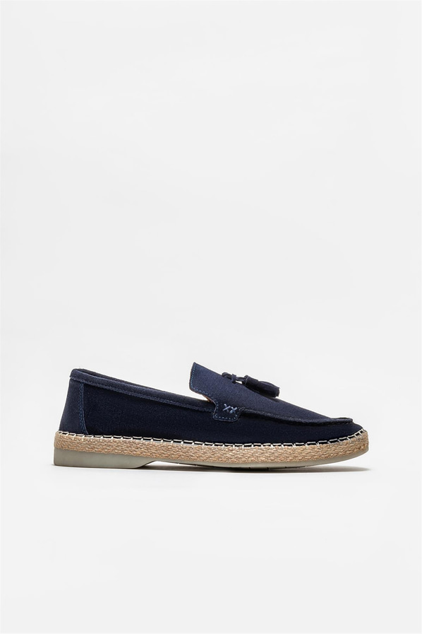 Lacivert deri erkek espadril - Elle Shoes