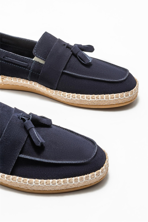 Lacivert deri erkek espadril - Elle Shoes