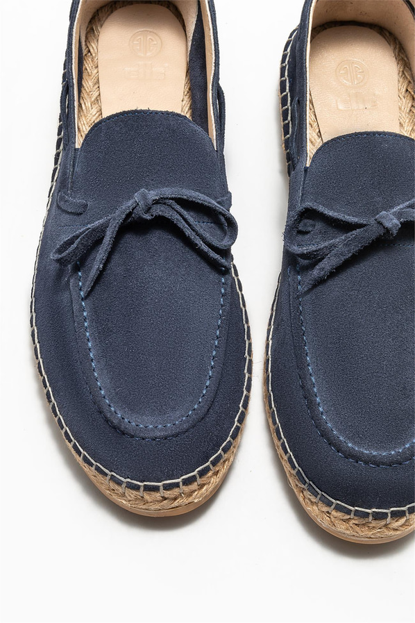 Lacivert deri erkek espadril - Elle Shoes