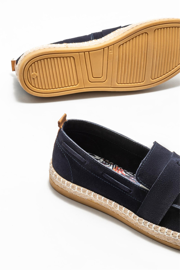 Lacivert deri erkek espadril - Elle Shoes