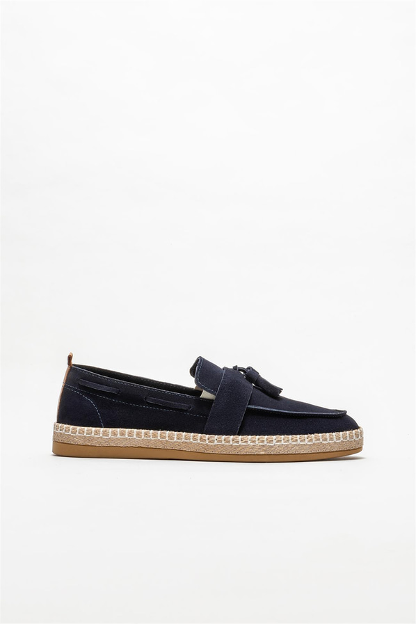 Lacivert deri erkek espadril - Elle Shoes