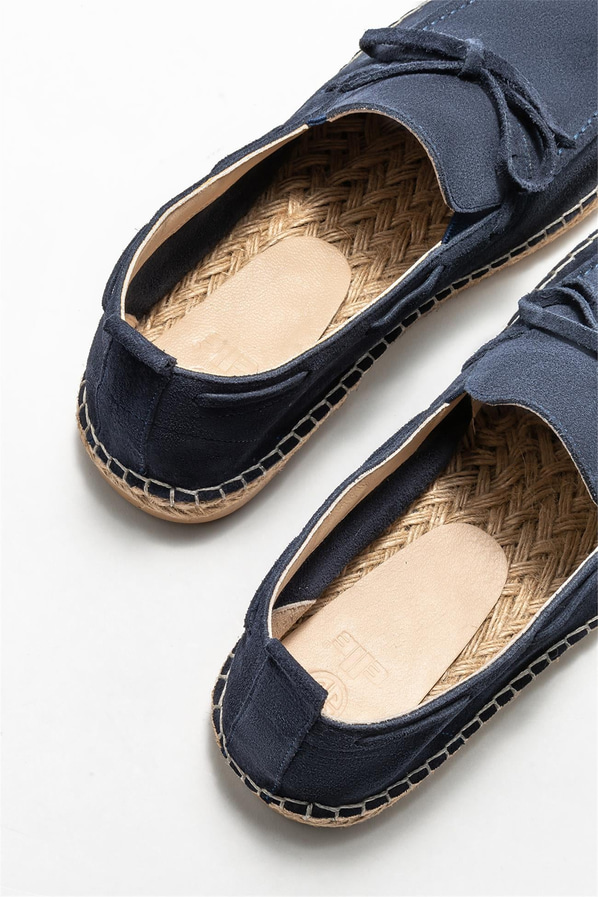 Lacivert deri erkek espadril - Elle Shoes