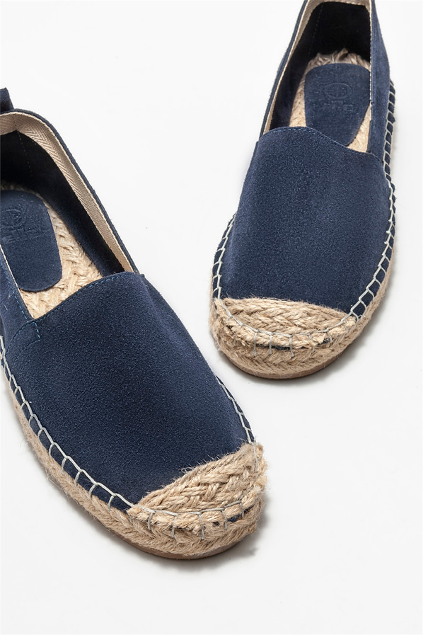 Lacivert deri erkek espadril - Elle Shoes