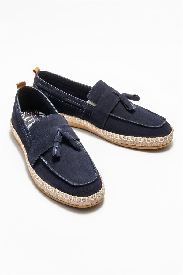 Lacivert deri erkek espadril - Elle Shoes