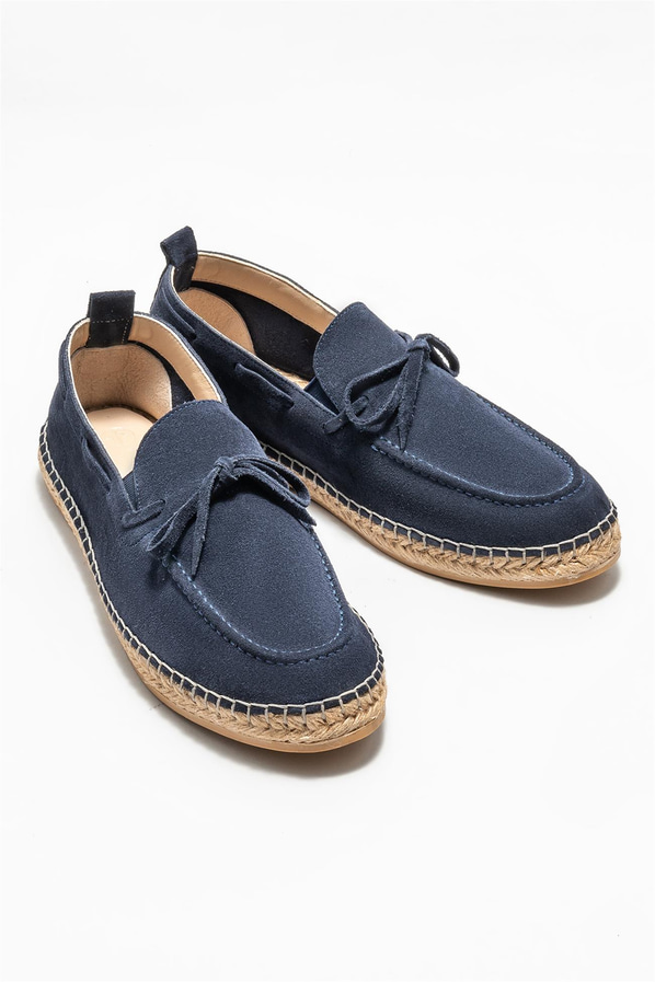 Lacivert deri erkek espadril - Elle Shoes