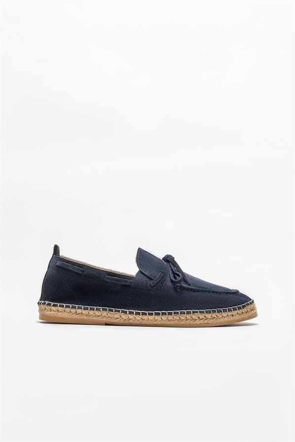 Lacivert deri erkek espadril - Elle Shoes