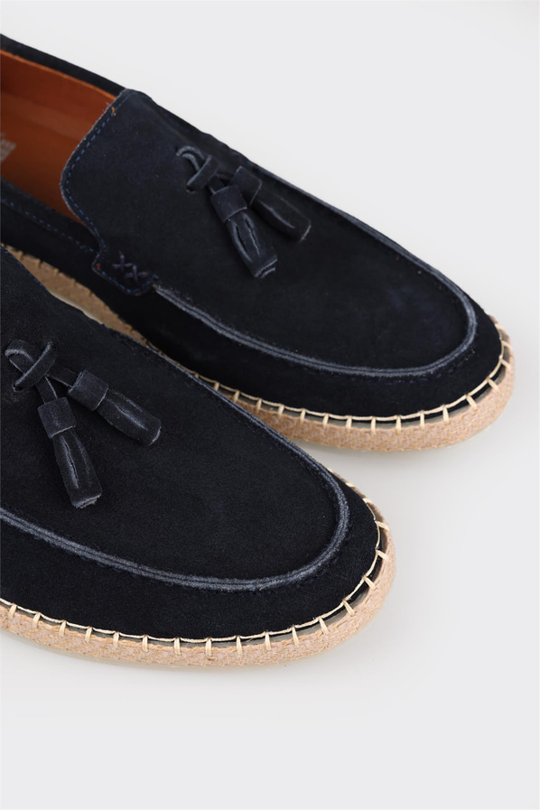 Lacivert deri erkek espadril - Elle Shoes