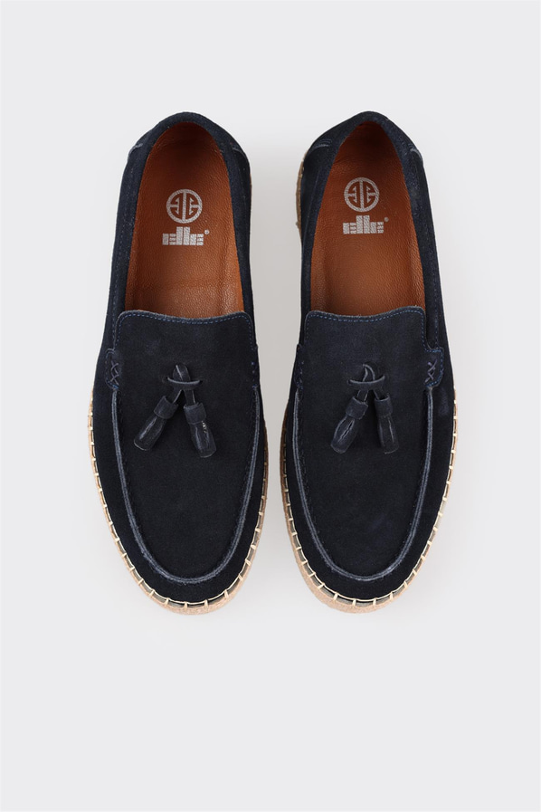 Lacivert deri erkek espadril - Elle Shoes