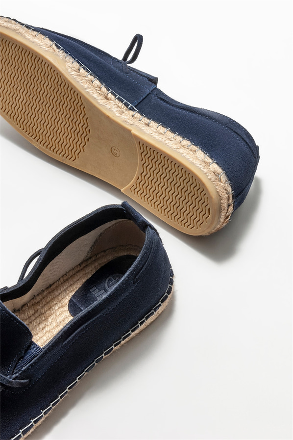 Lacivert deri erkek espadril - Elle Shoes