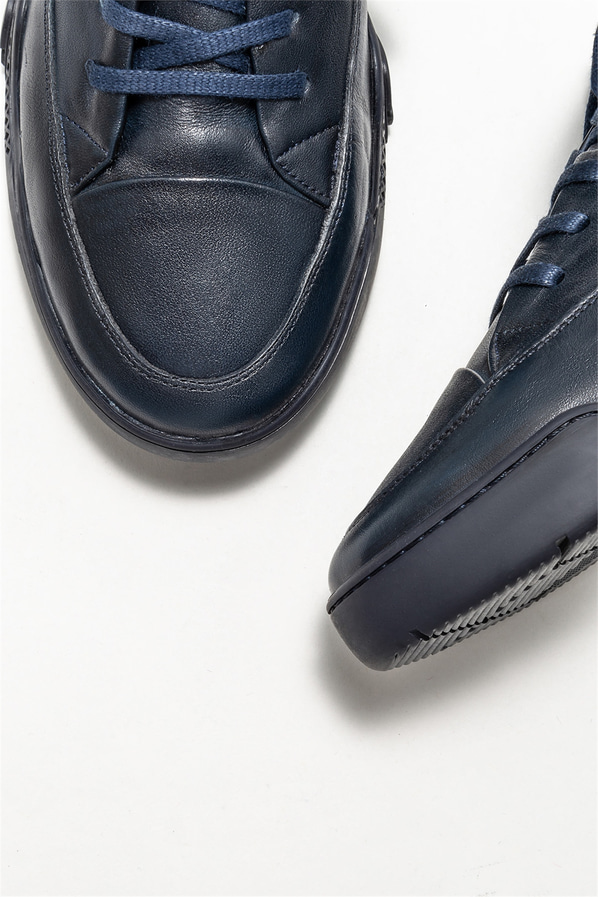 Lacivert deri erkek günlük ayakkabı, günlük kullanım için - Elle Shoes