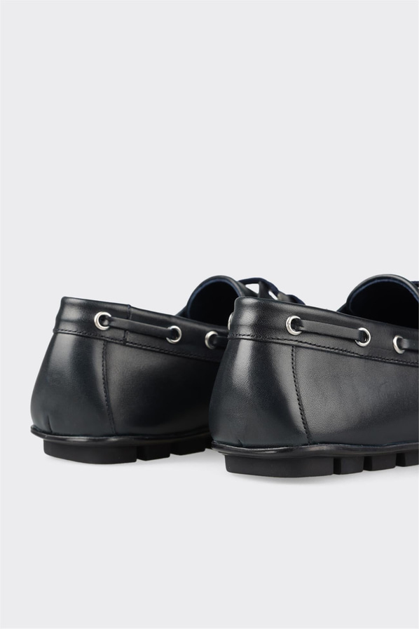 Lacivert deri erkek günlük ayakkabı, rahat kullanım için - Elle Shoes