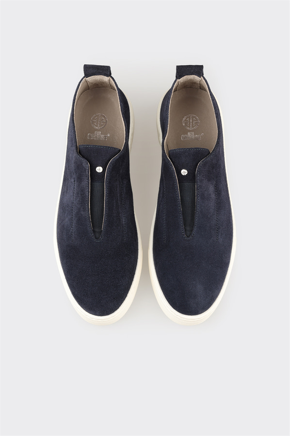 Lacivert deri erkek günlük ayakkabı, günlük kullanım için - Elle Shoes