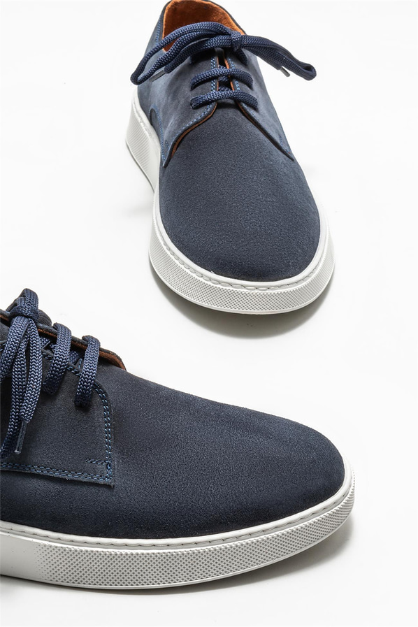 Lacivert deri erkek günlük ayakkabı, günlük kullanım için - Elle Shoes