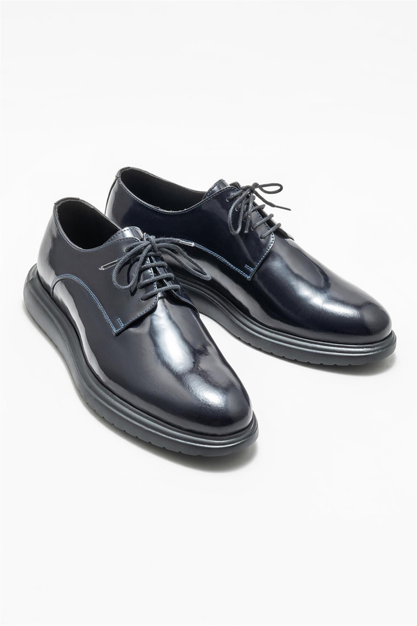 Lacivert deri erkek günlük ayakkabı, günlük kullanım için - Elle Shoes