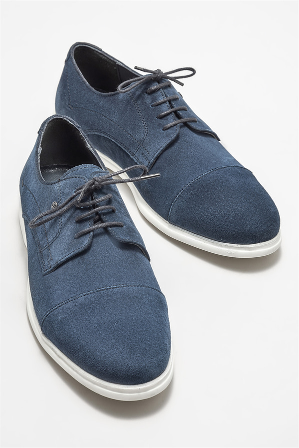 Lacivert deri erkek günlük ayakkabı, günlük kullanım için - Elle Shoes