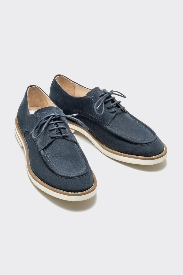 Lacivert deri erkek günlük ayakkabı, günlük kullanım için - Elle Shoes