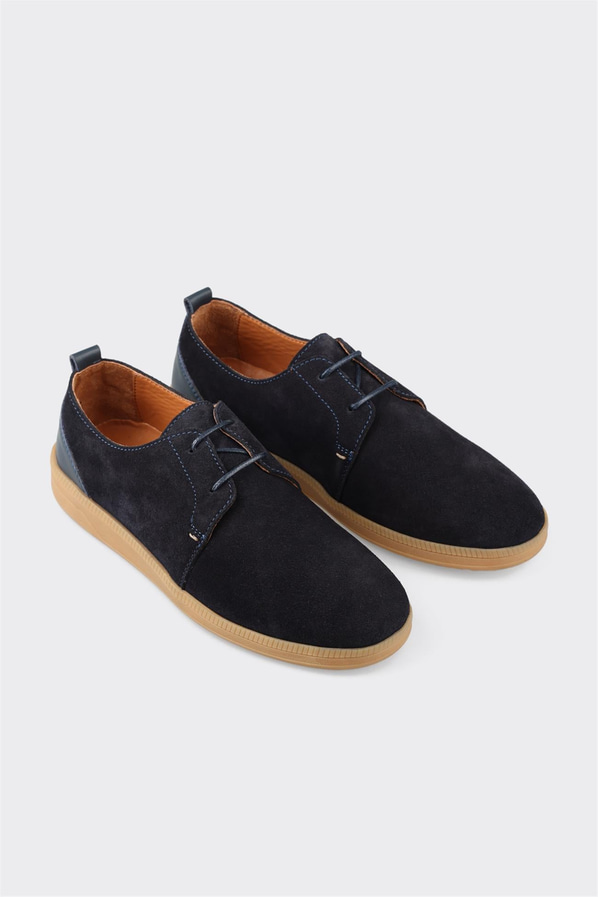 Lacivert deri erkek günlük ayakkabı, günlük kullanım için - Elle Shoes