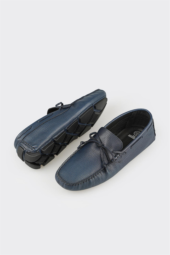 Lacivert deri erkek günlük ayakkabı, günlük kullanım için - Elle Shoes