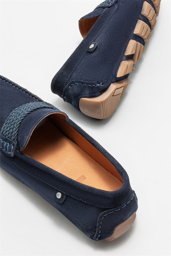 Lacivert deri erkek günlük ayakkabı, günlük kullanım için - Elle Shoes