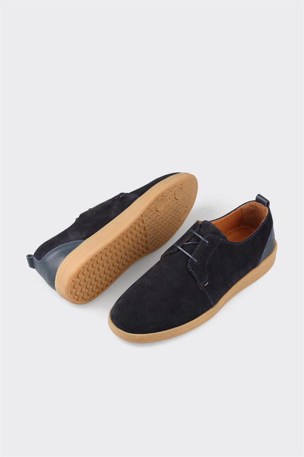 Lacivert deri erkek günlük ayakkabı, günlük kullanım için - Elle Shoes