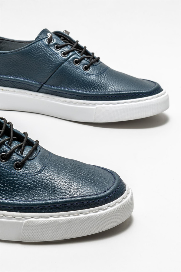Lacivert deri erkek günlük ayakkabı, günlük kullanım için - Elle Shoes