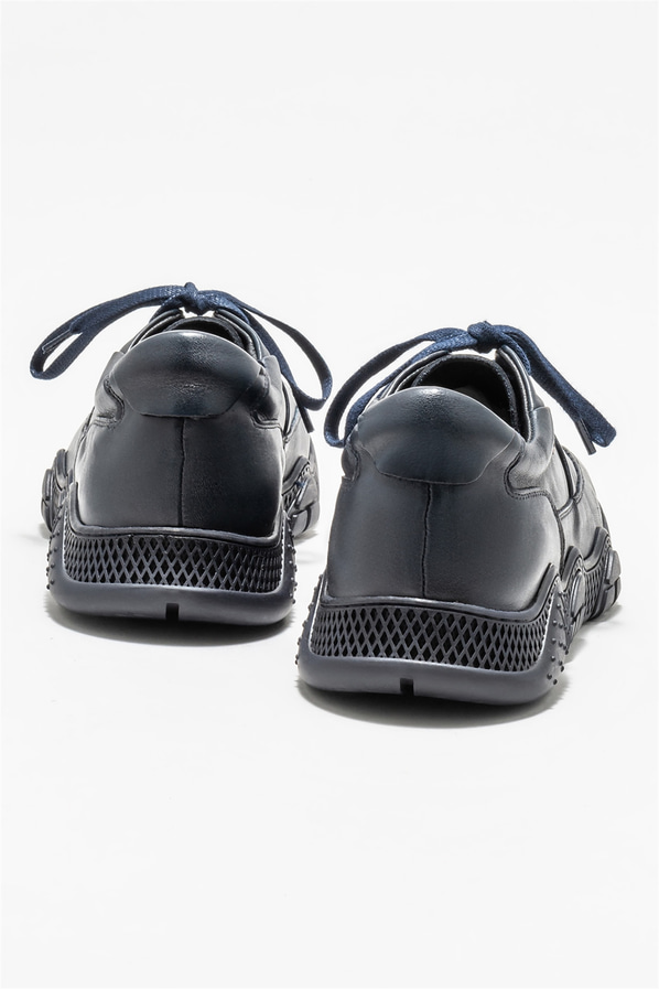Lacivert deri erkek günlük ayakkabı, günlük kullanım için - Elle Shoes