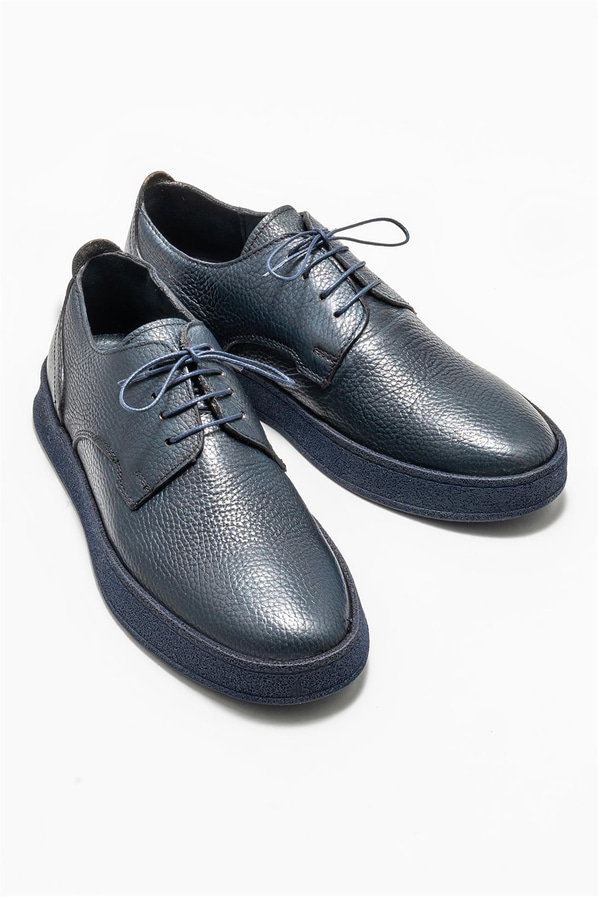 Lacivert deri erkek günlük ayakkabı, günlük kullanım için - Elle Shoes