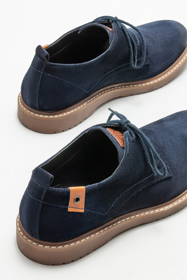 Lacivert deri erkek günlük ayakkabı, günlük kullanım için - Elle Shoes