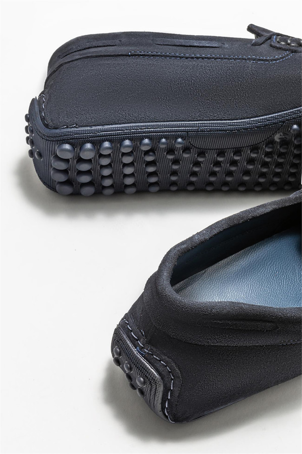 Lacivert deri erkek loafer, günlük kullanım için - Elle Shoes