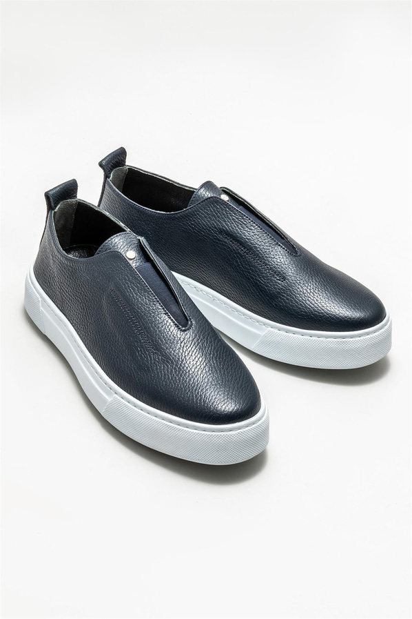 Lacivert deri erkek günlük ayakkabı, günlük kullanım için - Elle Shoes