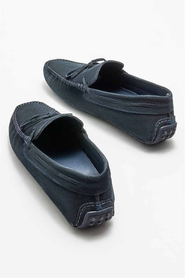 Lacivert deri erkek günlük ayakkabı, günlük kullanım için - Elle Shoes