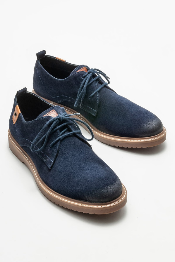 Lacivert deri erkek günlük ayakkabı, günlük kullanım için - Elle Shoes