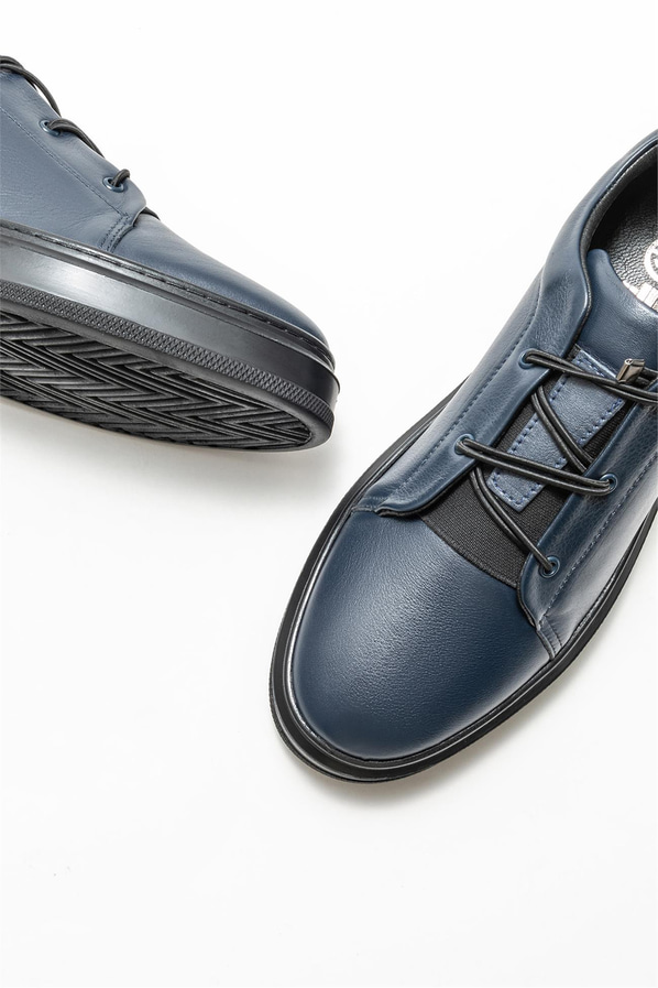 Lacivert deri erkek günlük ayakkabı, günlük kullanım için - Elle Shoes