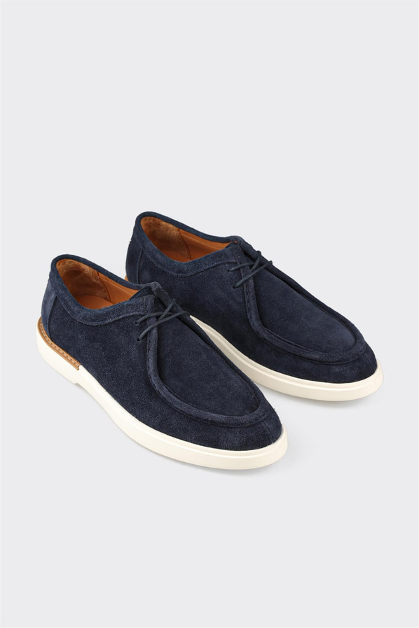 Lacivert deri erkek günlük ayakkabı, rahat kullanım için - Elle Shoes