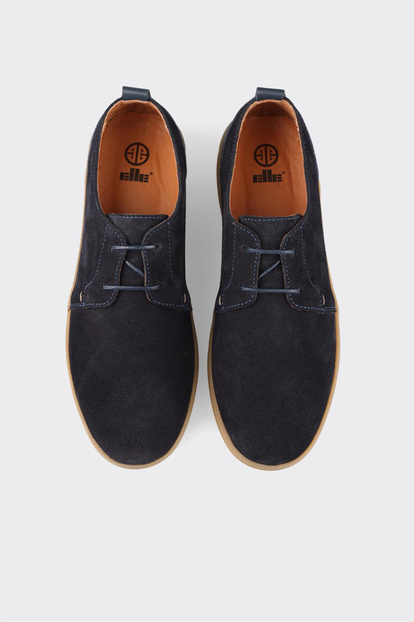 Lacivert deri erkek günlük ayakkabı, günlük kullanım için - Elle Shoes