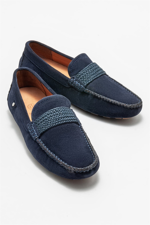 Lacivert deri erkek günlük ayakkabı, günlük kullanım için - Elle Shoes