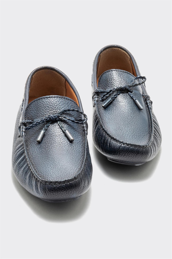 Lacivert deri erkek günlük ayakkabı, günlük kullanım için - Elle Shoes