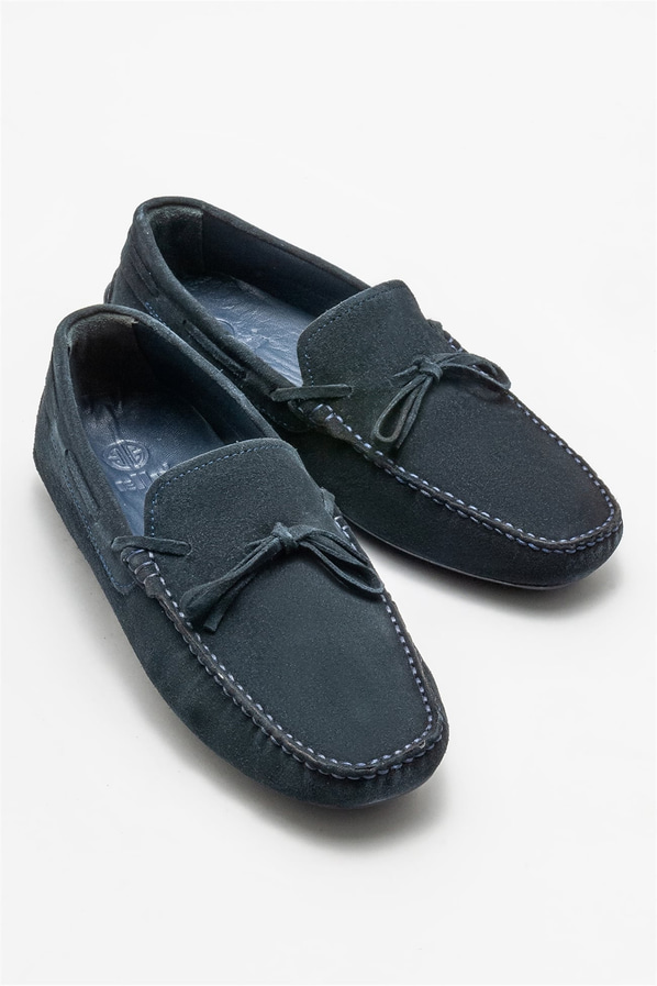 Lacivert deri erkek günlük ayakkabı, günlük kullanım için - Elle Shoes
