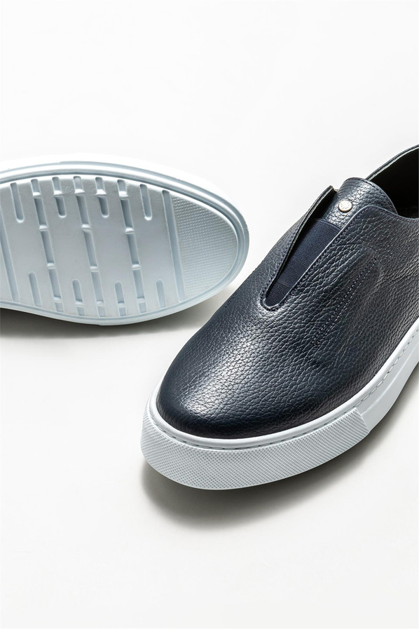 Lacivert deri erkek günlük ayakkabı, günlük kullanım için - Elle Shoes