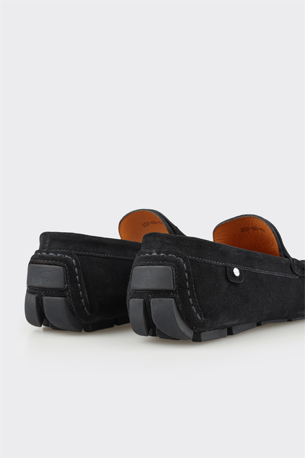 Lacivert deri erkek loafer, günlük kullanım için - Elle Shoes