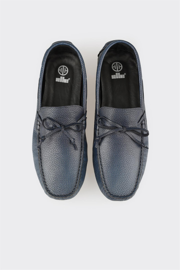 Lacivert deri erkek günlük ayakkabı, günlük kullanım için - Elle Shoes