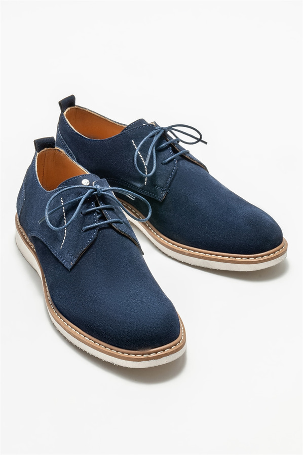Lacivert deri erkek günlük ayakkabı, günlük kullanım için - Elle Shoes